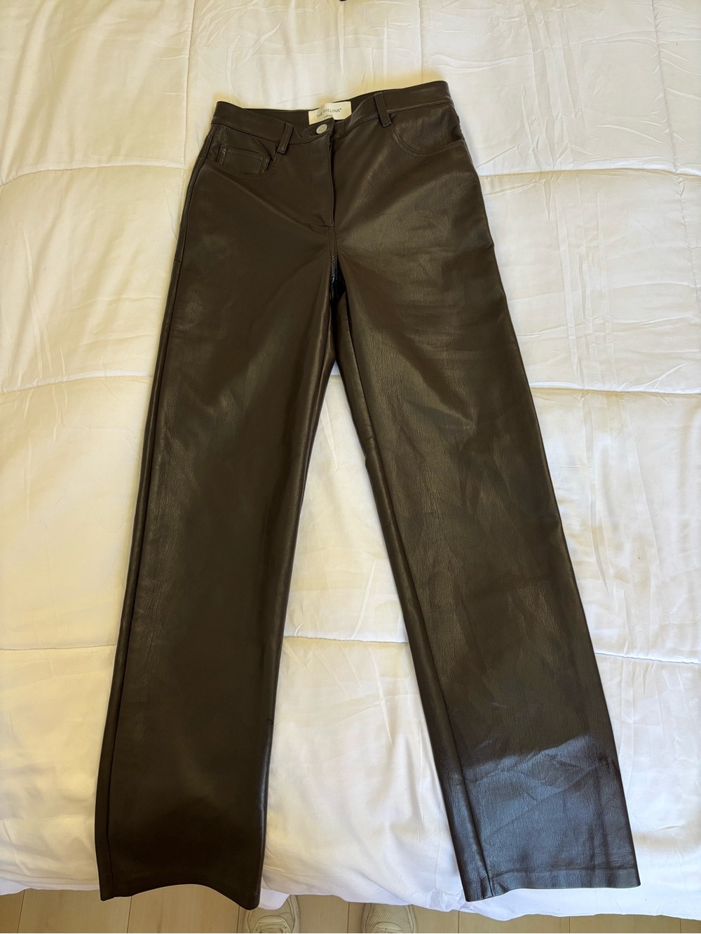 Wilfred Dark Brown Faux Leather Pants